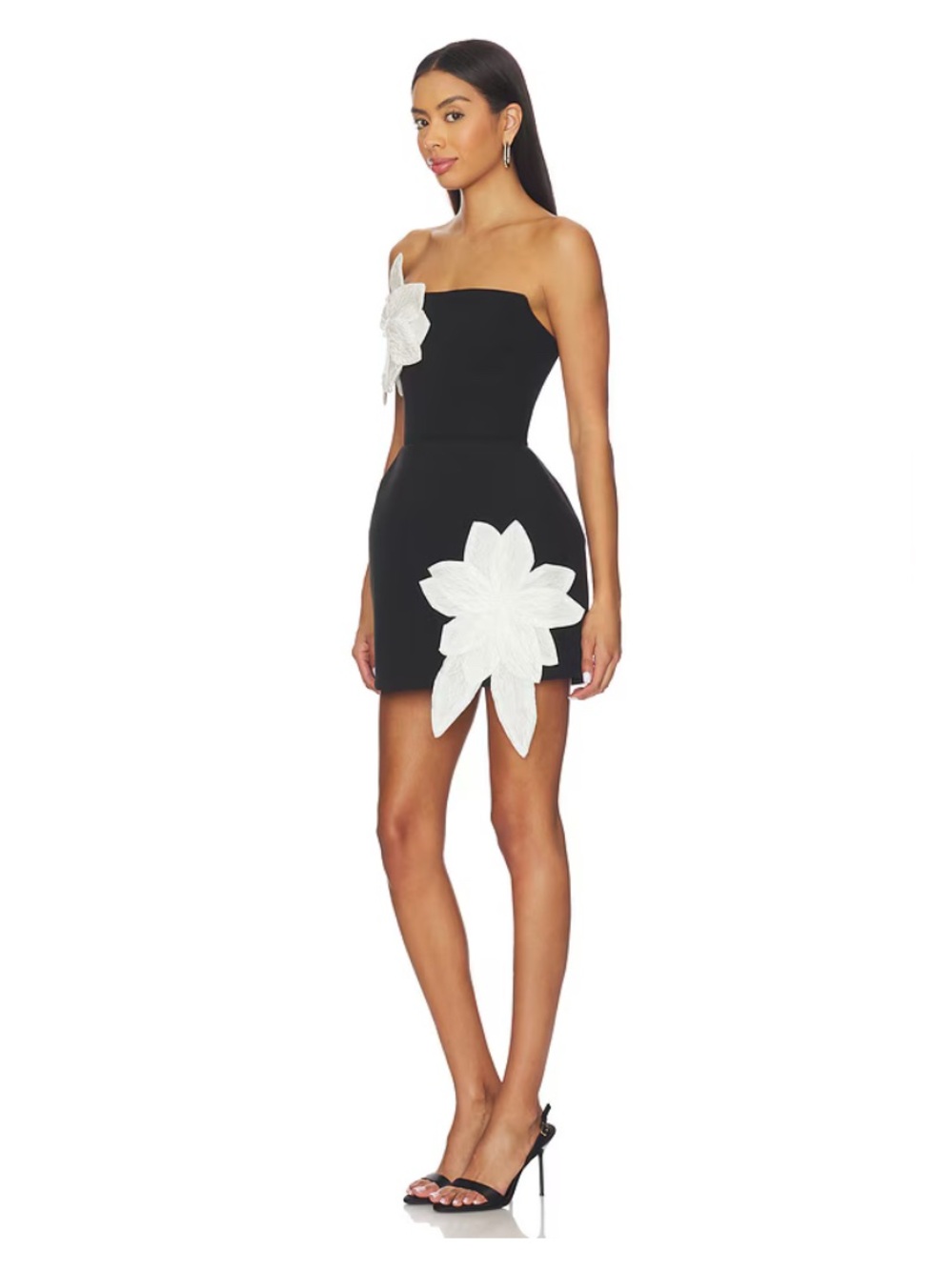 NEW Bronx and Banco Jasmine Maraya Mini Dress in Black & White with White Floral - Picture 2 of 16